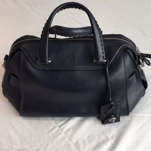 Coach dark blue leather tote w shoulder strap